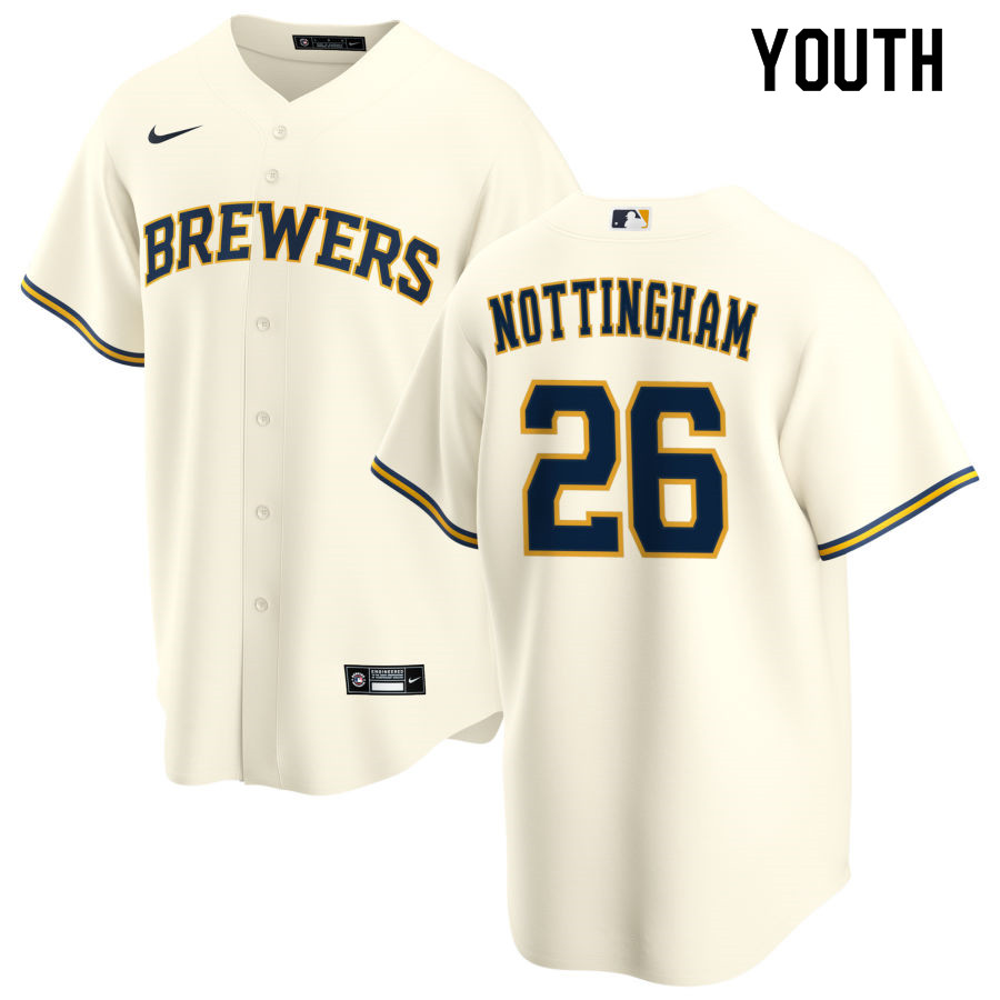 Nike Youth #26 Jacob Nottingham Milwaukee Brewers Baseball Jerseys Sale-Cream